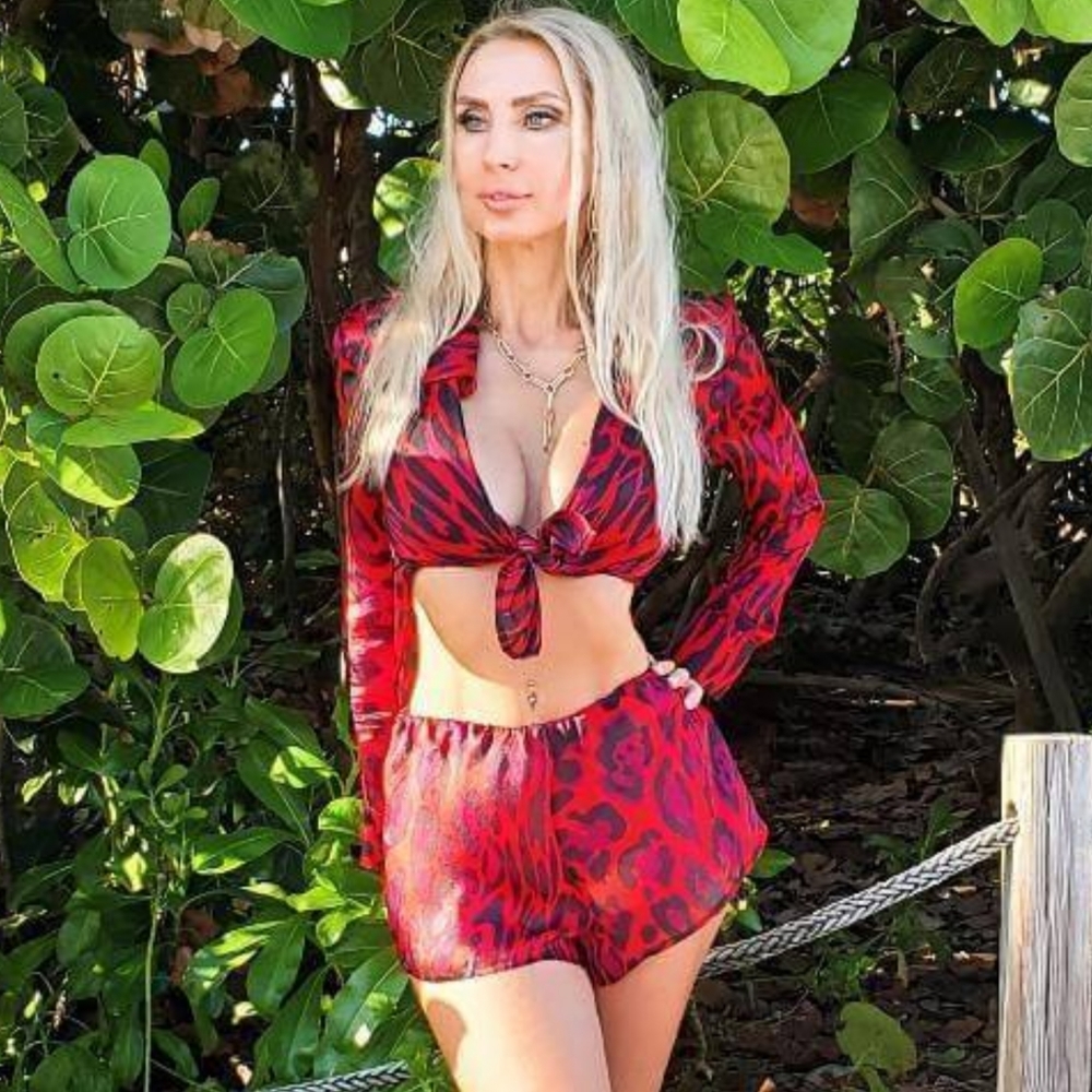 NWT Aguaclara Swimwear Jaguar Rojo Silk Blouse